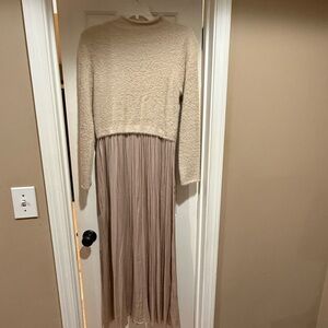 Anthropologie Cream Long-Sleeve Dress